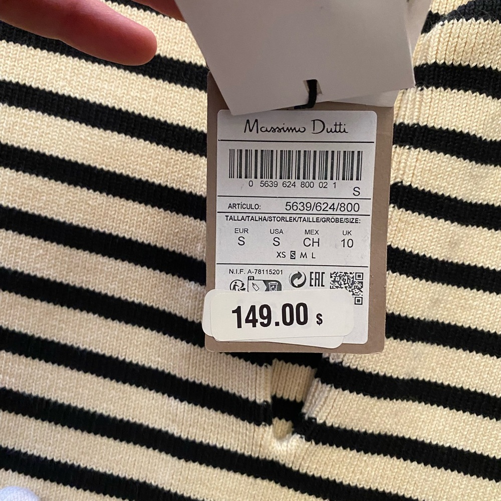NWT Massimo Dutti STRIPED SWEATER WITH BUTTON DETAILS - Picture 10 of 14